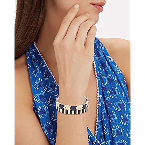 Tile Enamel Bracelet Set Tila Chevron Arrow Rectangle Elastic Stretchy Beaded Bracelet Colorblock Stackable Bracelet for Woman Gift