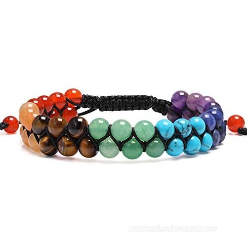 XIANNVXI 7 Chakra Yoga Meditation Bracelet Reiki Healing Crystal Stone Bracelet Double Layer Natural Gemstone Beads Bracelets for Women Men