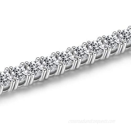 14K White Gold Over Sterling Silver 4.5ct Stimulated Diamond Tennis Bracelet Dainty