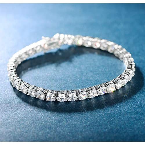 14K White Gold Plated Cubic Zirconia Classic Tennis Bracelet for Women Men 4mm Wedding jewelry