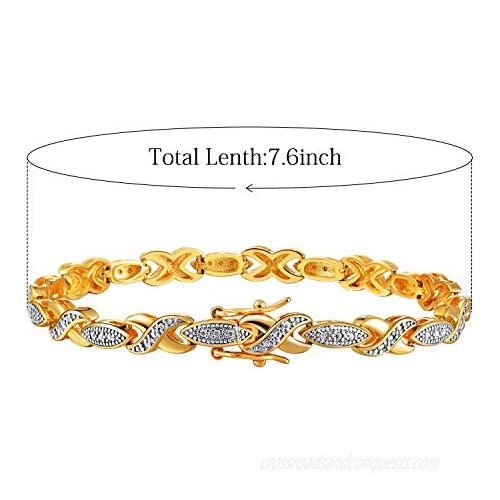 18K Gold Plated Bracelet Round Cubic Zirconia Gold Tennis Bracelet for Women and Men