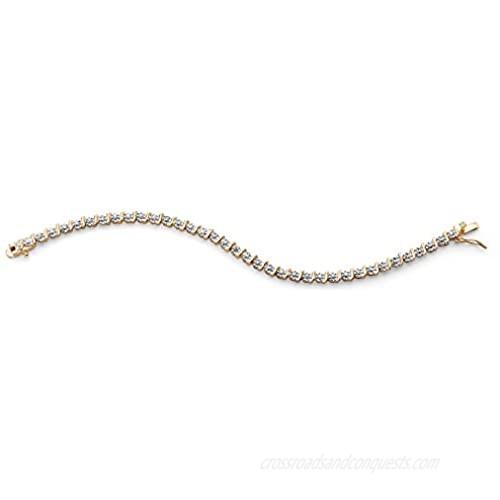 18K Yellow Gold Plated Genuine Diamond Accent S Link Tennis Bracelet (4.5mm) Box Clasp 7.5 inches