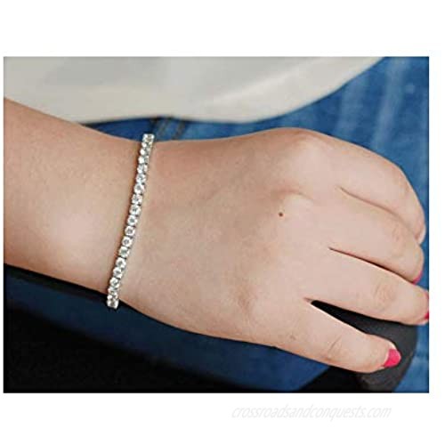 AINUOSHI 18K White Gold Plated Sterling Silver Round Cut Cubic Zirconia Classic Tennis Bracelet for Women CZ Brilliant Similated Diamond Bracelets 7/7.5/8 Inch
