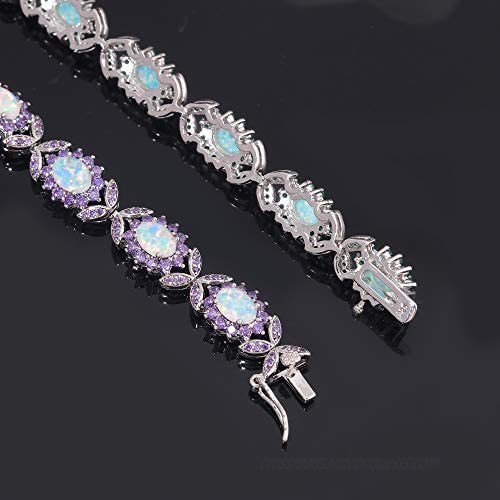 CiNily Fashion Sterling Silver or White Gold Plated Opal Bracelets for Bridal Wedding Prom Party Pageant Evening Wear Party Wear