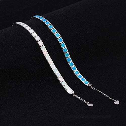 CiNily Ladies Fire Opal Bracelets 14K White Gold Plated Tennis Bracelet Women Jewelry Gift Gemstone Bracelet