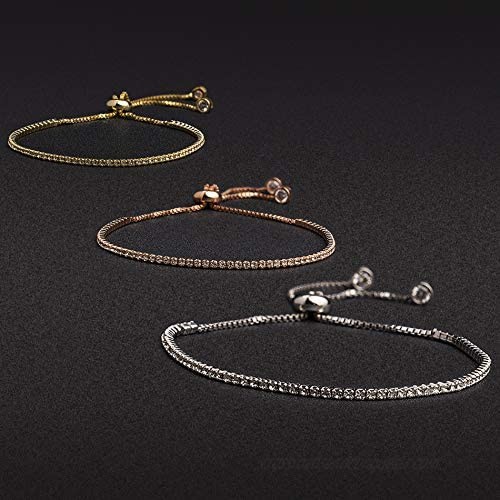 Devin Rose Adjustable Bolo Style Tennis Bracelet for Women made With Swarovski Crystals