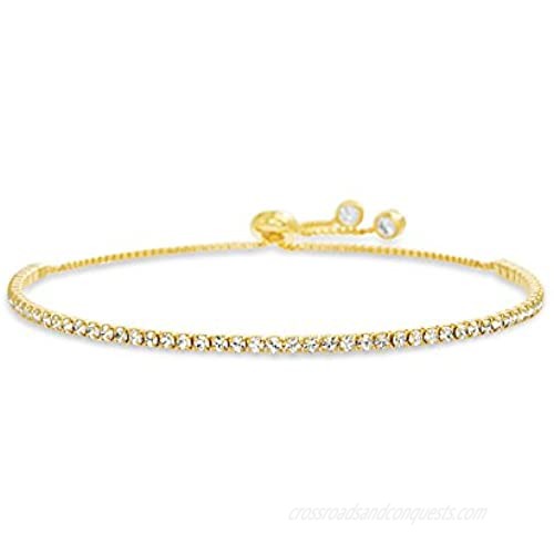 Devin Rose Adjustable Bolo Style Tennis Bracelet for Women made With Swarovski Crystals