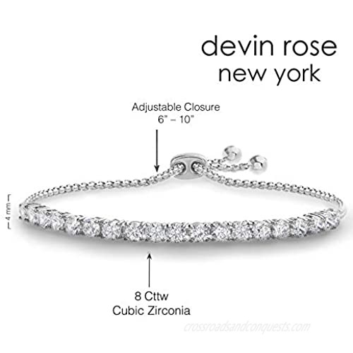 Devin Rose Cubic Zirconia Adjustable Bolo Bracelet for Women