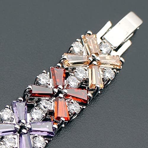 Fashion Tennis Bracelet Inlaid Garnet Emerald Amethyst Morganite Peridot Topaz Silver Bracelets 7 inch