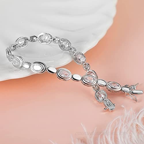 GEMSME Fashion Cubic Zirconia Tennis Bracelet 7.5 Inch 18K White Gold Plated Sparkling CZ Bracelet jewelry for Women