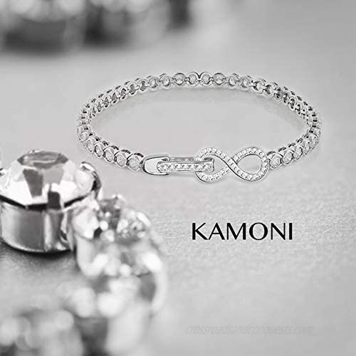 KAMONI Sterling Silver Infinite Tennis Bracelet Cubic Zirconia CZ Diamond Bracelet Crystal Jewelry Gifts for Women Girls