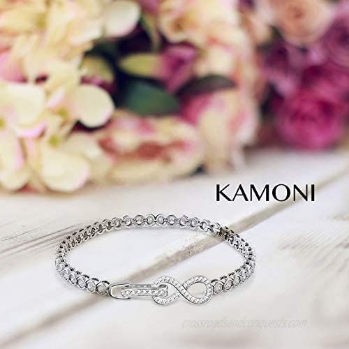 KAMONI Sterling Silver Infinite Tennis Bracelet Cubic Zirconia CZ Diamond Bracelet Crystal Jewelry Gifts for Women Girls
