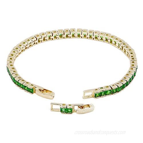 Lavencious AAA CZ Cubic Zirconia Stone Princess Cut 4MM Tennis Bracelets 7 Inch Lengh for Women Bridal & Party Jewelry