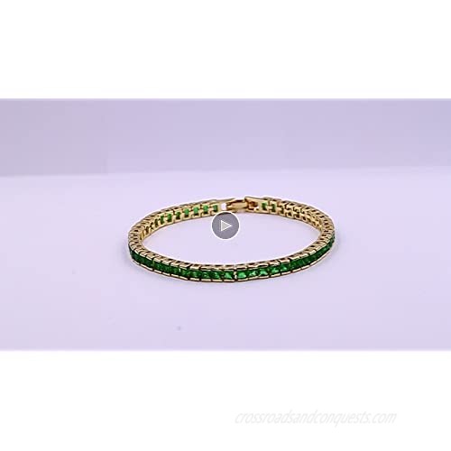 Lavencious AAA CZ Cubic Zirconia Stone Princess Cut 4MM Tennis Bracelets 7 Inch Lengh for Women Bridal & Party Jewelry