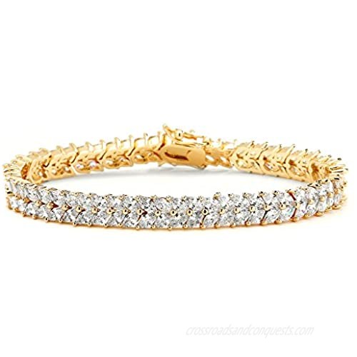 Mariell Cubic Zirconia 14K Gold Plated Tennis Bracelet for Women - Bridal  Wedding or Everyday Jewelry