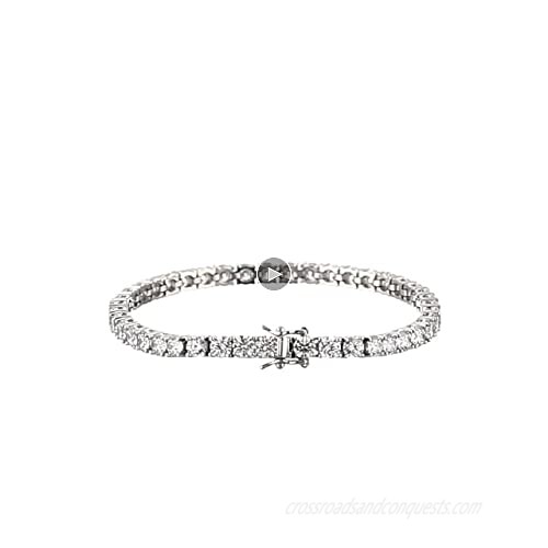 Platinum or Gold Plated Sterling Silver Round-Cut Tennis Bracelet made with Swarovski Zirconia