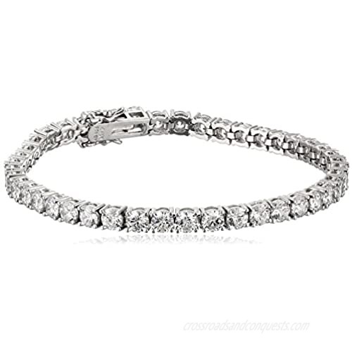 Platinum or Gold Plated Sterling Silver Round-Cut Tennis Bracelet made with Swarovski Zirconia