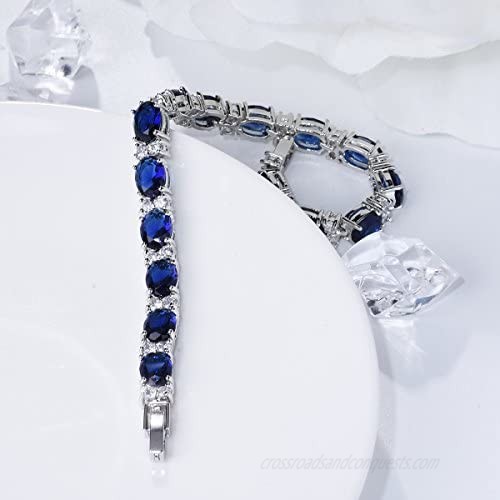 SELOVO Wedding Cubic Zirconia Bracelet Chain Link Silver Tone
