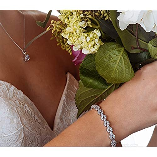 SWEETV Cubic Zirconia Wedding Bridal Bracelets Jewelry for Brides Bridesmaid Women
