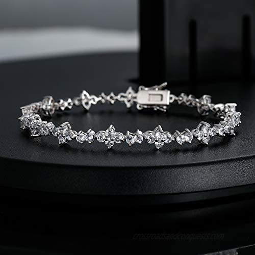 Tennis Bracelet Cubic Zirconia Graduated 18K White Gold Plated Sparkly Round Cut CZ Hypoallergenic Jewelry for Women Men