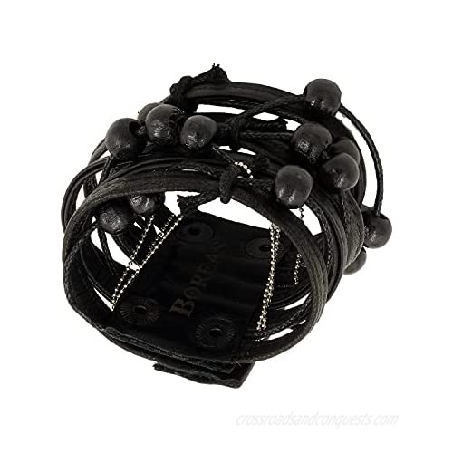 Boreas Outstanding Genuine Leather Cuff Beaded Bracelet - Perfect Quality Gift for Women in Special Days Anniversary Birthdays - These revolutionary Jewelry Will Give You a Cool Look Because of It's Vintage Look Comfortable Design and Light Weight It Looks Cool and Won't Disturb You While Wearing It