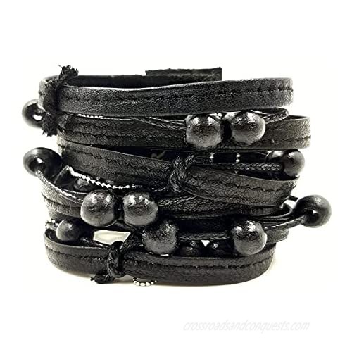 Boreas Outstanding Genuine Leather Cuff Beaded Bracelet - Perfect Quality Gift for Women in Special Days  Anniversary  Birthdays  - These revolutionary Jewelry Will Give You a Cool Look Because of It's Vintage Look  Comfortable Design  and Light Weight  It Looks Cool and Won't Disturb You While Wearing It