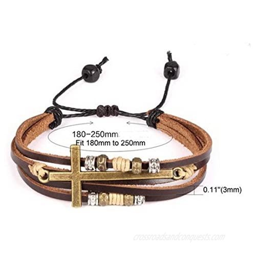 Feraco Religious Cross Wrap Bracelets Women Leather Christian Jewelry For Confirmation Gifts Adjustable