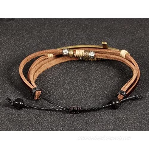 Feraco Religious Cross Wrap Bracelets Women Leather Christian Jewelry For Confirmation Gifts Adjustable