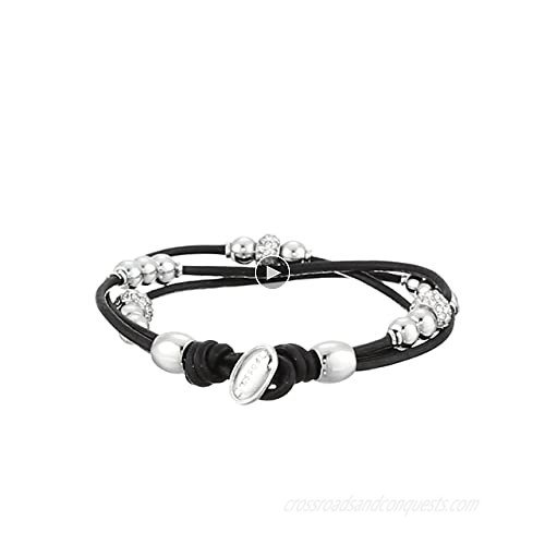 Fossil Women's Stainless Steel and Genuine Leather Bracelet
