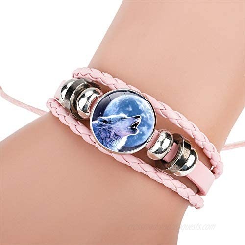 GOOEY Adjustable Wolf Braided Leather Bracelet - Cute Bangle Bracelets for Women The Pretty Gifts for Women