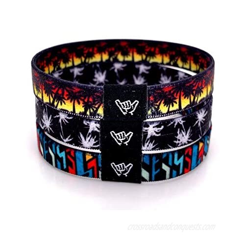 Hang Loose Bands -3 Pack Collectible Wristband Straps. Reversible Individual Bracelets. 2 Sizes. Perfect Mix and Match Bracelets for Women  Men & Teen