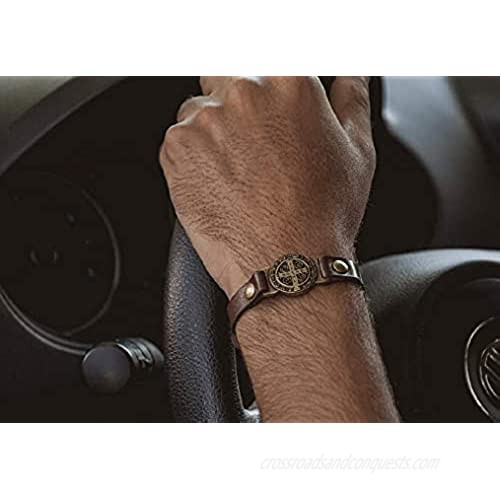 Intercession St Benedict Genuine Leather Protection Bracelet - Made in Brazil
