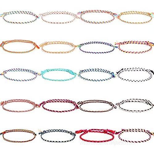 Jewdreamer 20Pcs Handmade Wrap Friendship Braided Bracelet for Women Colorful Wrist Cord Adjustable Birthday Gifts-Party Favors