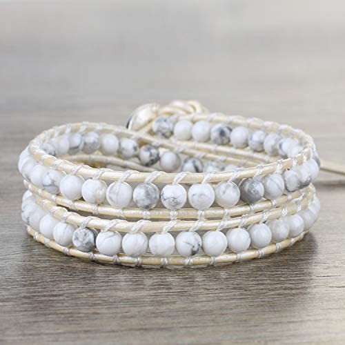 KELITCH Created Agate Crystal Gems Beads Charm 2 Wrap Bracelets Handmade Natural Leather New Jewelry