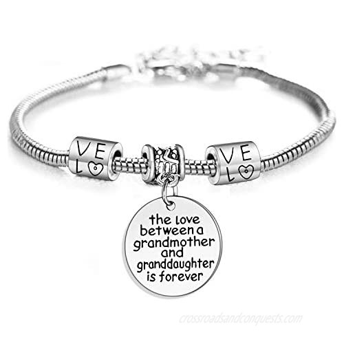 Love between a Grandmother and Granddaughter is Forever Bracelet Family Jewelry Christmas Gift