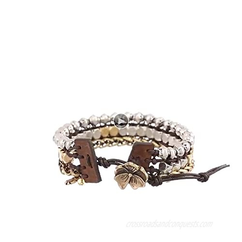 Lucky Brand Womens Royal Jewels Mixed Two-Tone Faux Wrap Bracelet