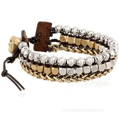 Lucky Brand Womens Royal Jewels Mixed Two-Tone Faux Wrap Bracelet