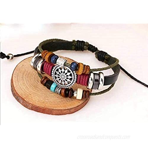 OYEFLY Vintage Bohemia Beaded Bracelet Multilayer Hand Woven Wristbands Hemp Cords Wrap Bracelet Jewelry for Men and Women