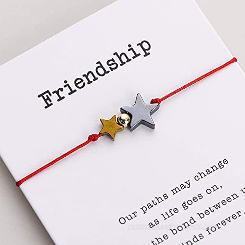 PIPITREE Friendship Bracelets Gift Card Braided Wish Bracelets Jewelry Charm Bracelet Gifts for Friends（4Pcs）