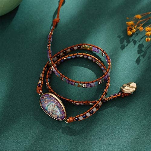 Plumiss Boho Handmade Natural Stone 3 Wrap Bracelet for Women Colection