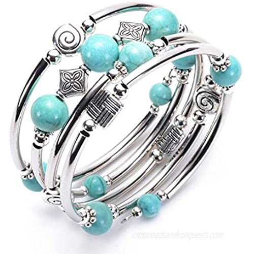 PSEEHEE Natural Semi-Precious Chakra Healing Gemstone Bracelet Crystal Beads Stretch Unisex Jewelry