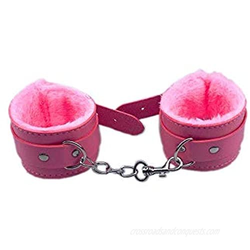 PU Leather Plush Lining Wrist Leather Handcuffs Leg Cuffs Exercise Bands Punk Leash Adjustable Black Gothic Metal Bracelet for Women Men Home Yoga Gyms Gothic Chain Cosplay Party Jewelry