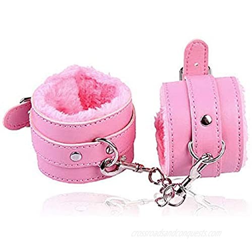 PU Leather Plush Lining Wrist Leather Handcuffs Leg Cuffs Exercise Bands Punk Leash Adjustable Black Gothic Metal Bracelet for Women Men Home Yoga Gyms Gothic Chain Cosplay Party Jewelry