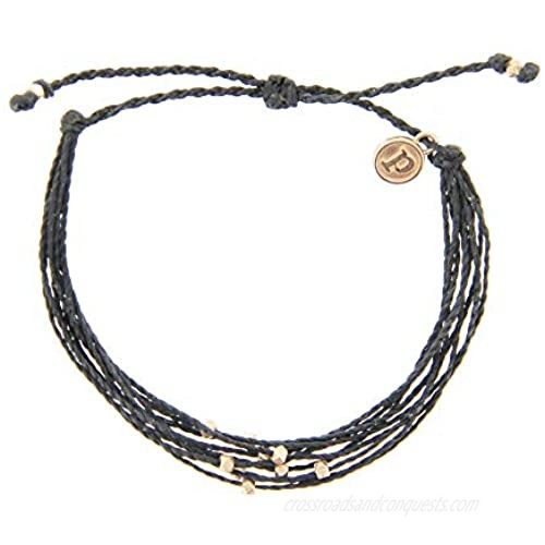 Pura Vida Rose Gold Malibu Beaded Bracelet - Silver Plated Charm  Adjustable Band