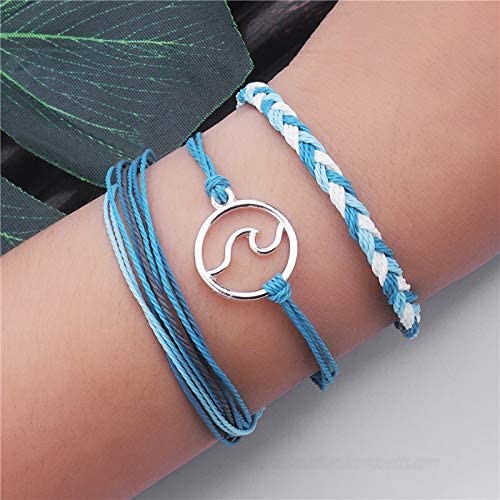 Softones VSCO String Wave Bracelets for Women Girls Handmade Colorful Waterproof Adjustable Braided Beach Bracelet Set for Women