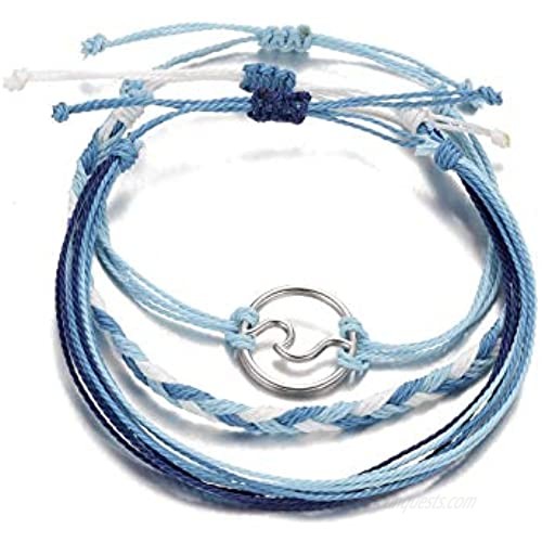 Softones VSCO String Wave Bracelets for Women Girls Handmade Colorful Waterproof Adjustable Braided Beach Bracelet Set for Women