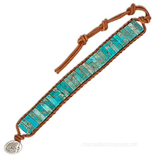 SPUNKYsoul Boho Beaded Handmade Wrap Leather Tube Crystal Stone Bracelet for Women