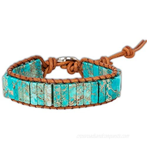 SPUNKYsoul Boho Beaded Handmade Wrap Leather Tube Crystal Stone Bracelet for Women