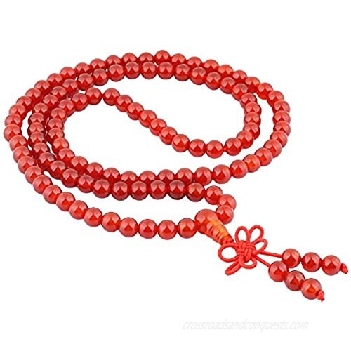 TUMBEELLUWA 6mm Stone Beads Bracelet for Women and Men 108 Mala Prayer Beads Necklace for Unisex Elastic