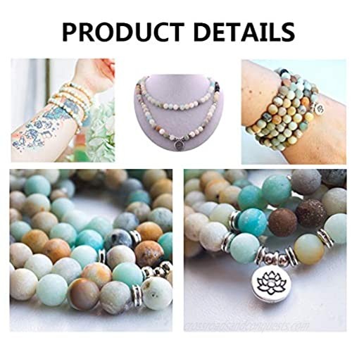 ZHEPIN 8MM 108 Mala Beads Charm Bracelet for Men Women Yoga Bracelet Necklace
